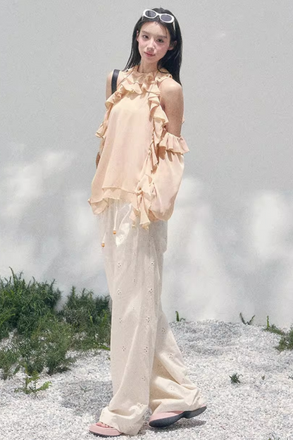 Ruffled Edge Off-Shoulder Top