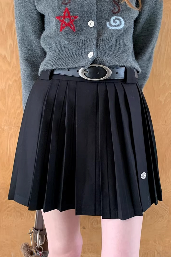 Lace-Up Turn-Down Collar Sweater Matching Set