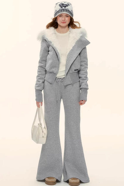 Fleece-Lined Flared Casual Pants