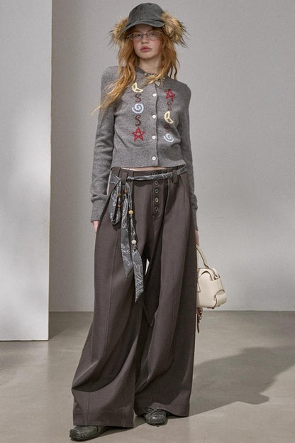 Button Pleated Winter Pants