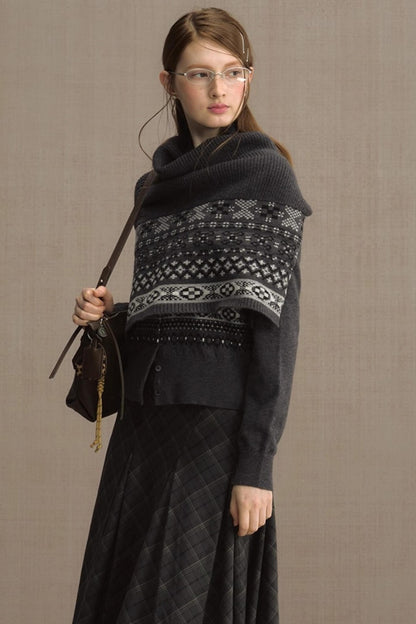 Rime Snow Jacquard Shawl Coat