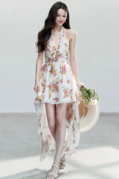 Chiffon Floral V-Neck Dress