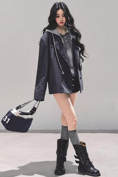 Minimalist Hooded Blazer