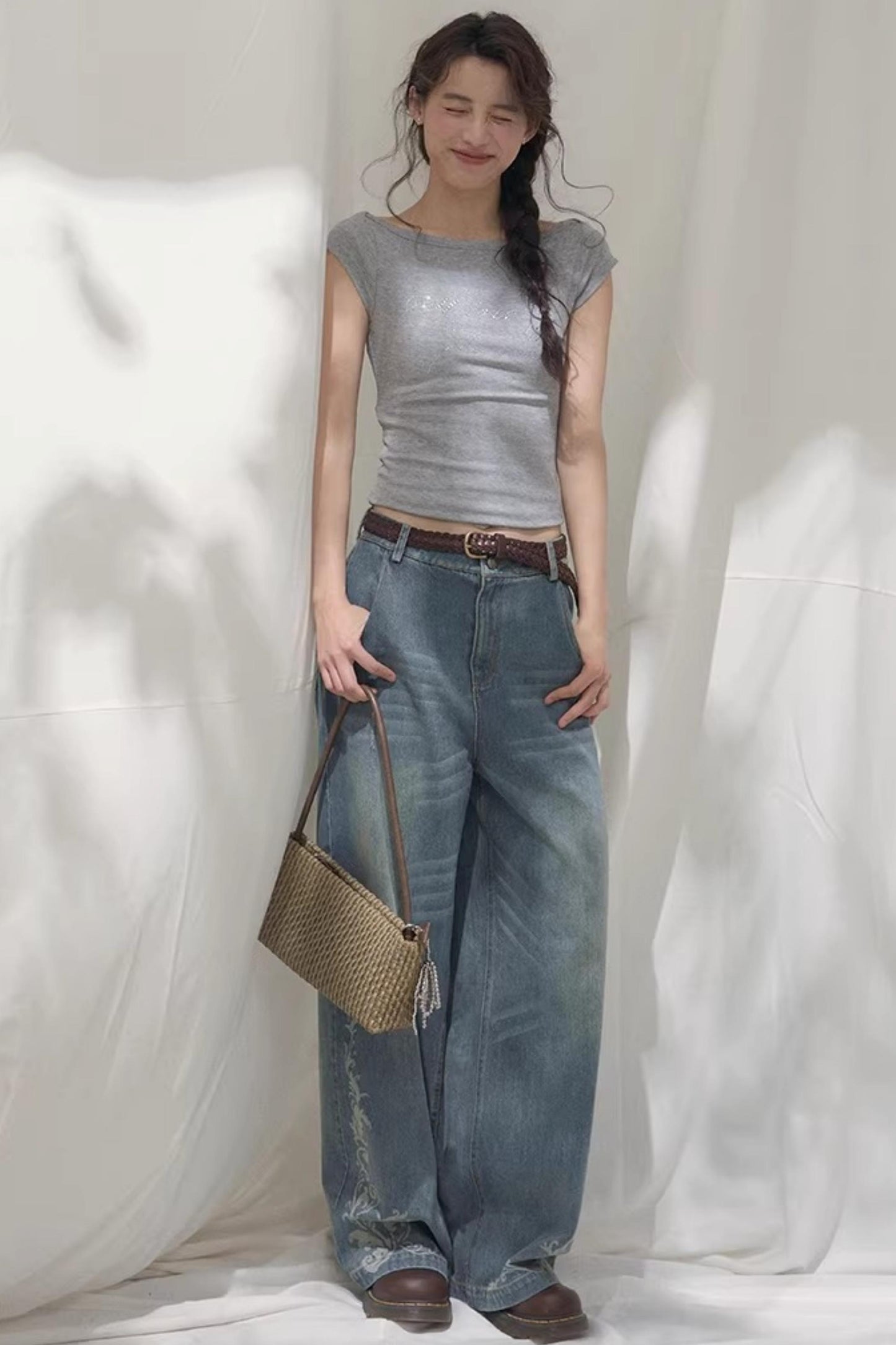 Laser Embossed Vintage Jeans