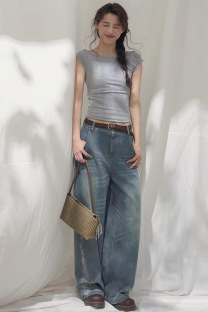 Laser Embossed Vintage Jeans