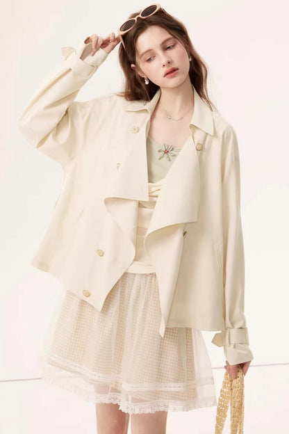 Short Double-Breasted Trench Coat