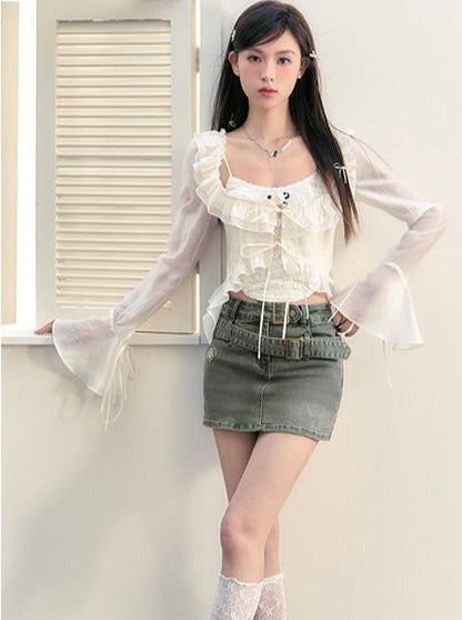 Sweet Girl Ruffle Shirt Top