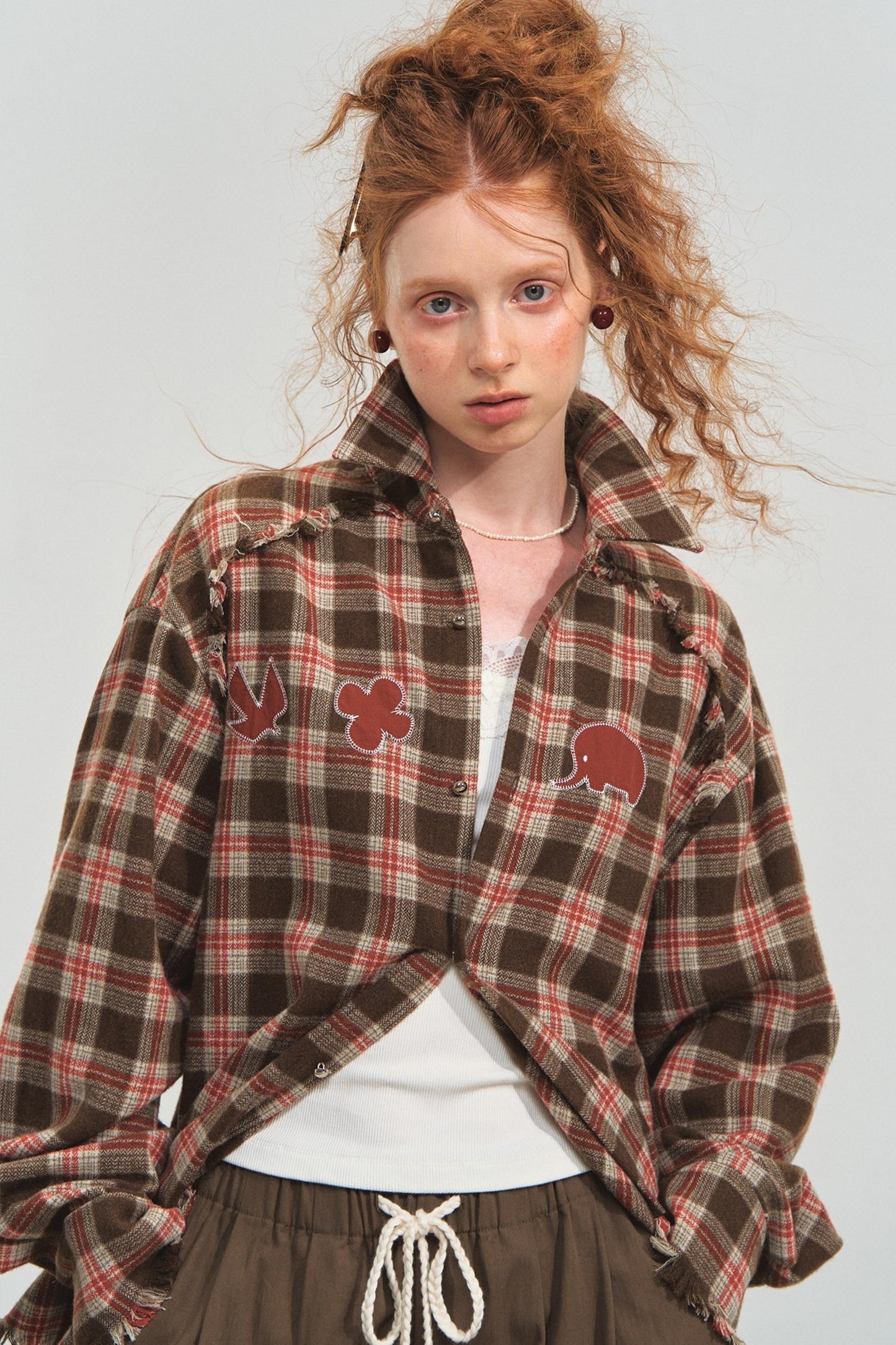 Plaid Collar Sweater Set-Up