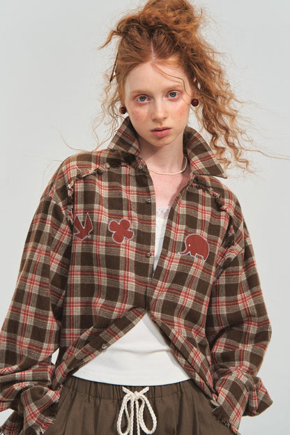 Plaid Collar Sweater Set-Up