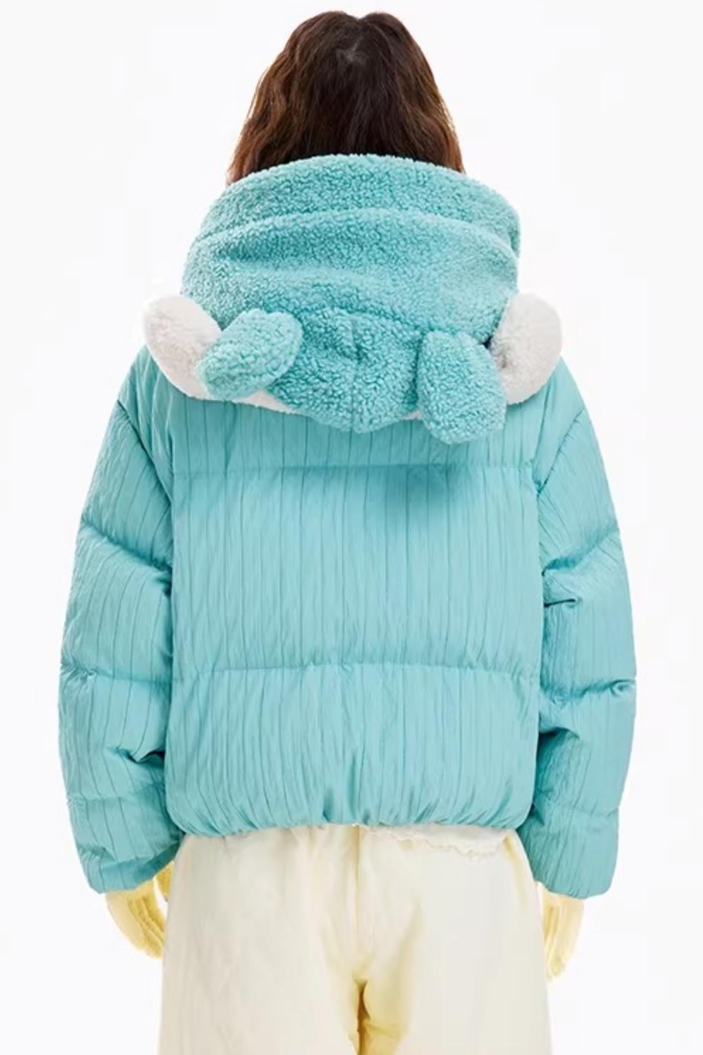 White Duck Down Hooded Puffer Jacket