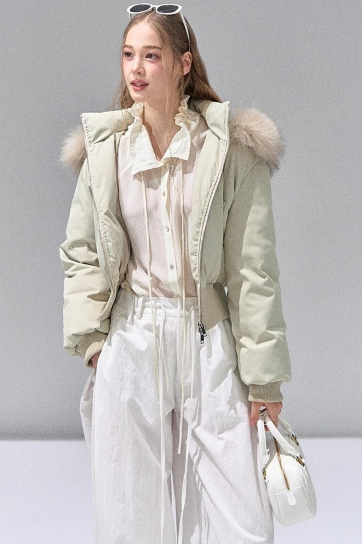 Fungus Edge Collar Drawstring Lace-up Shirt