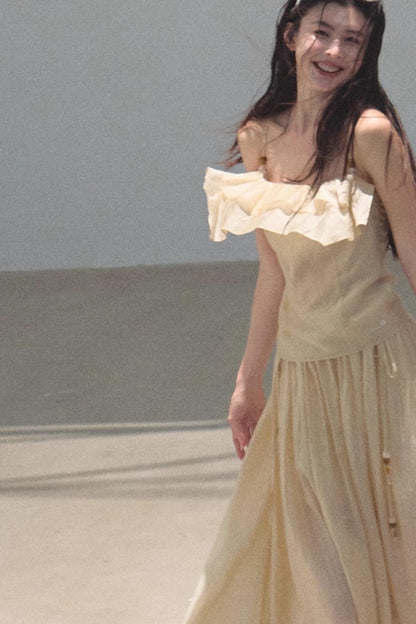 Summer Ruffled Camisole Skirt Set-Up