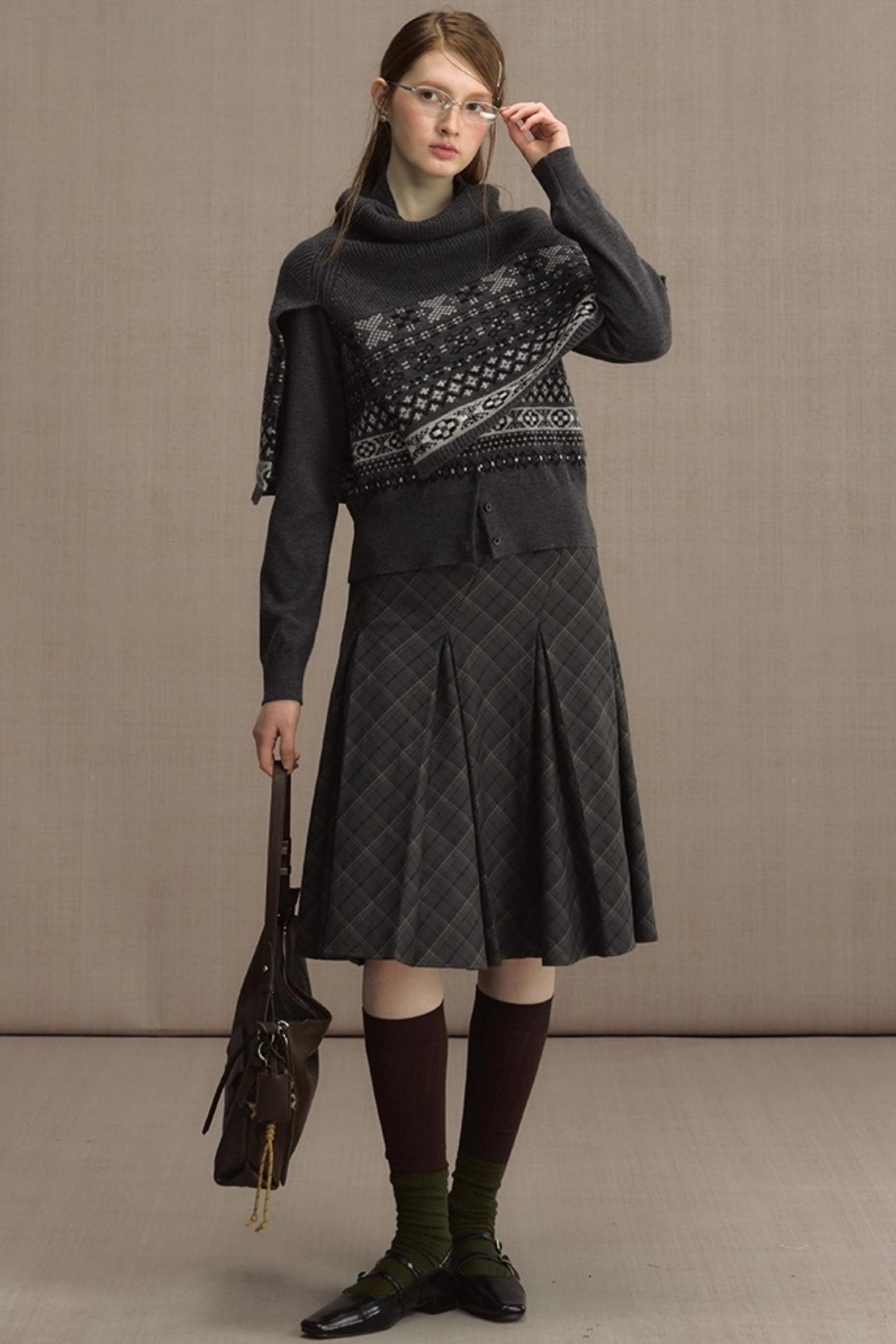 Rime Snow Jacquard Shawl Coat