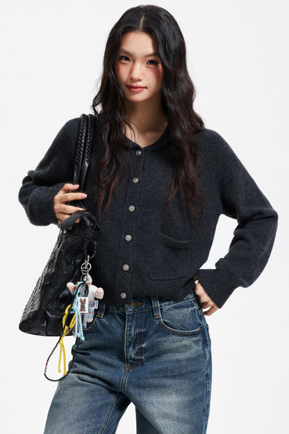 Pure Wool Raglan Cardigan