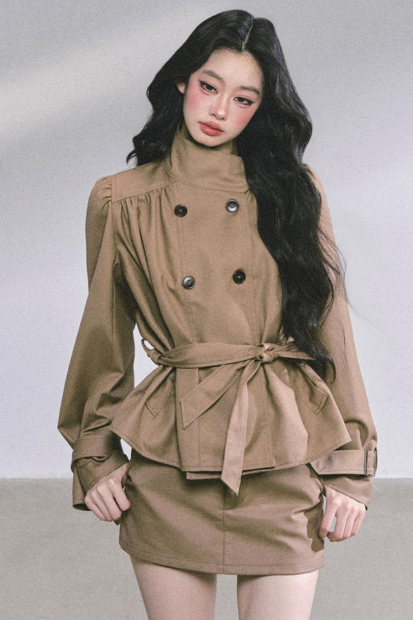 French Style Two-Piece Coat Skirt Set-Up