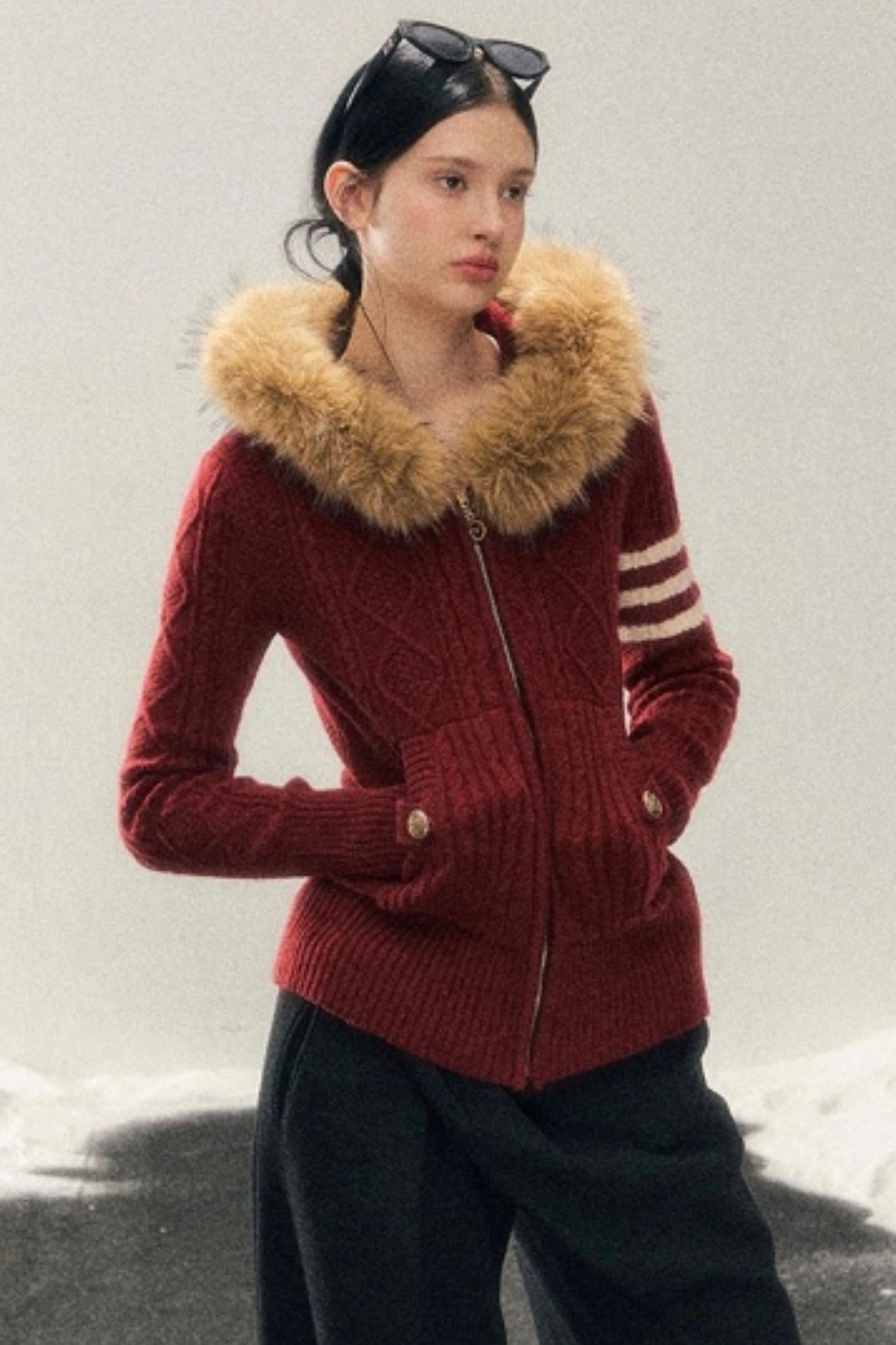 Winter Hooded Knit Sweater