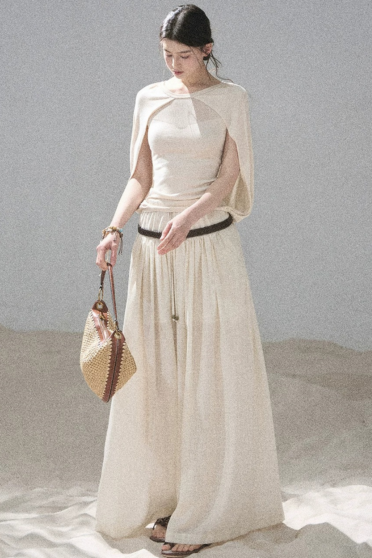 Hollow-Out Shawl Top