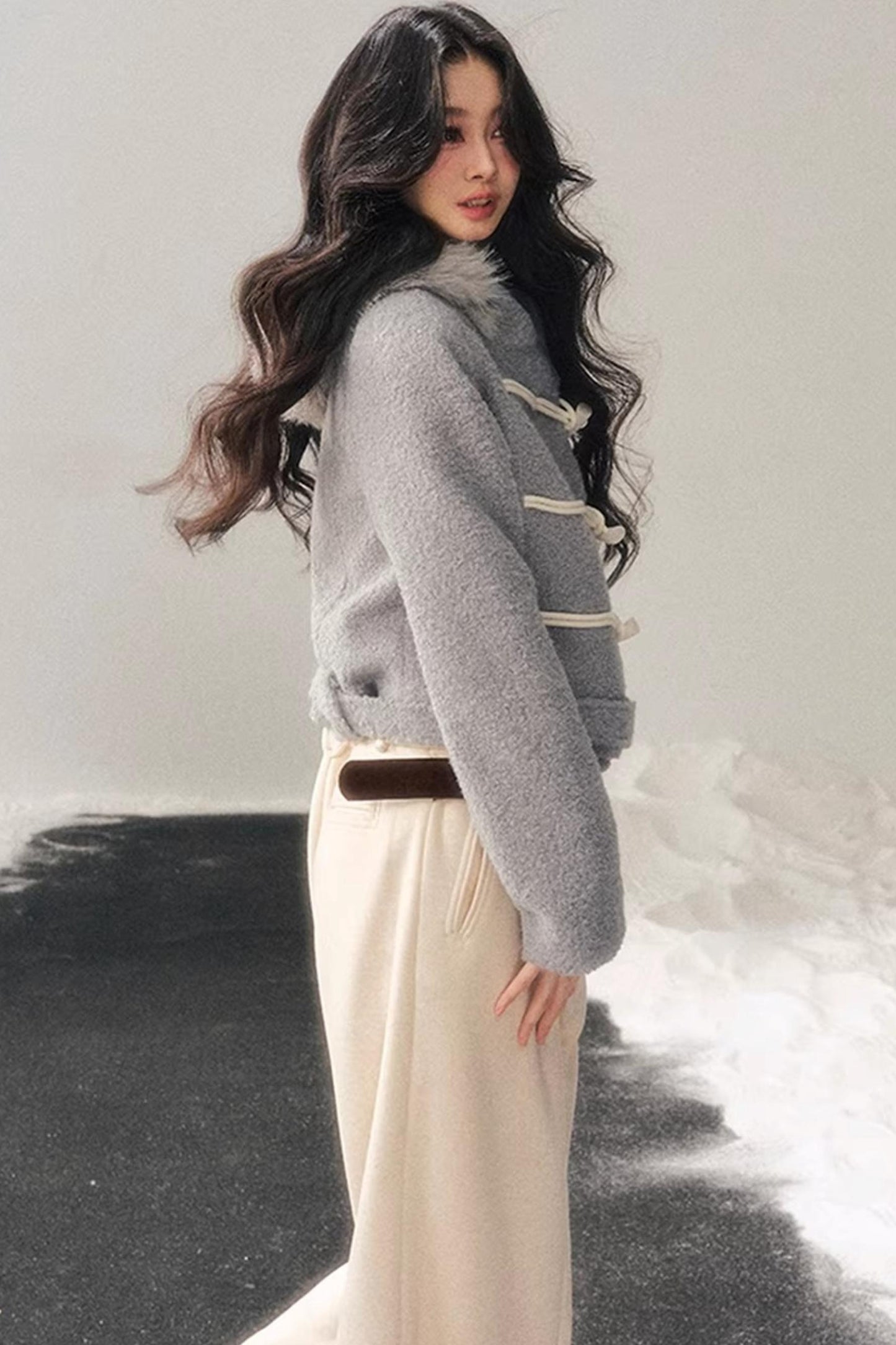 French Woolen Hooded Coat