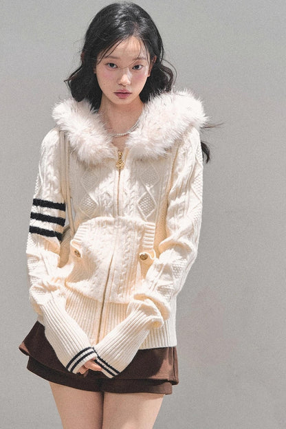 American-Style Hooded Knit Sweater