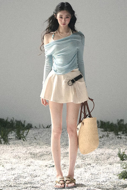 프로스티 숄더 홀터 탑