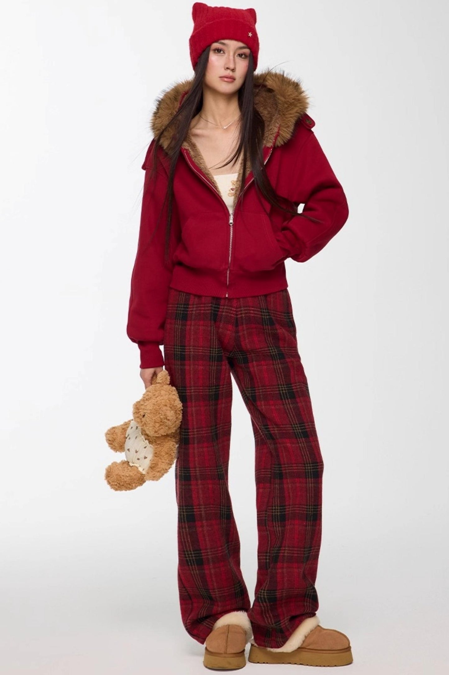 Red Winter Casual Pants