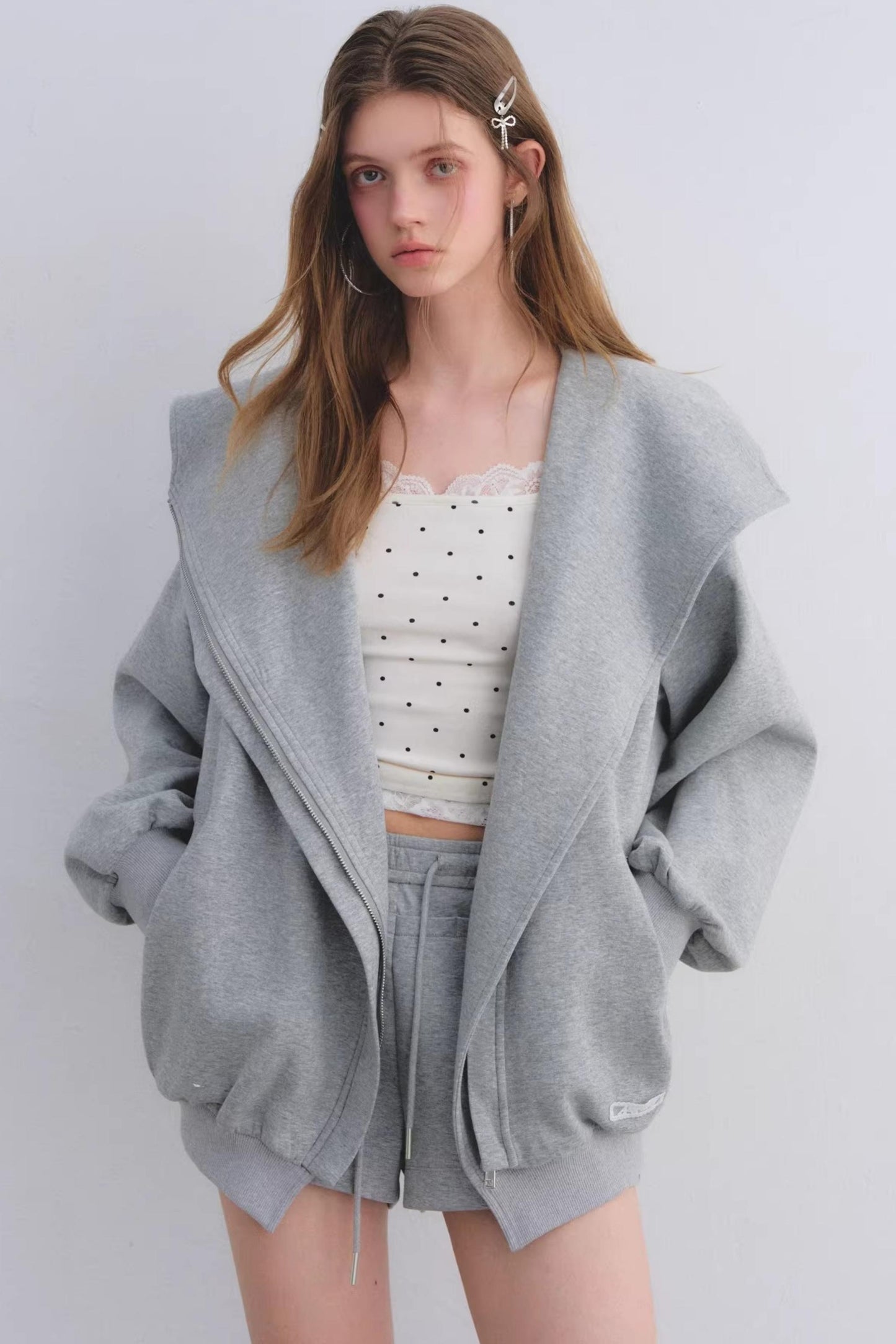Pink Hooded Zip-Up Jacket Set-Up