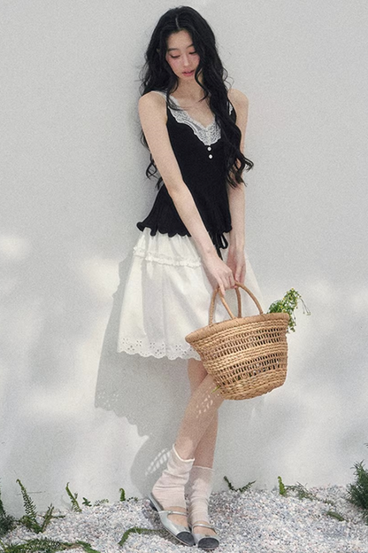 Lace Trim Camisole Cardigan Set-Up