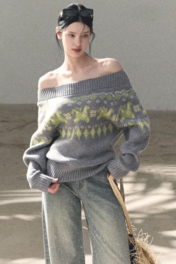 Sheep Wool Fair Isle Sweater