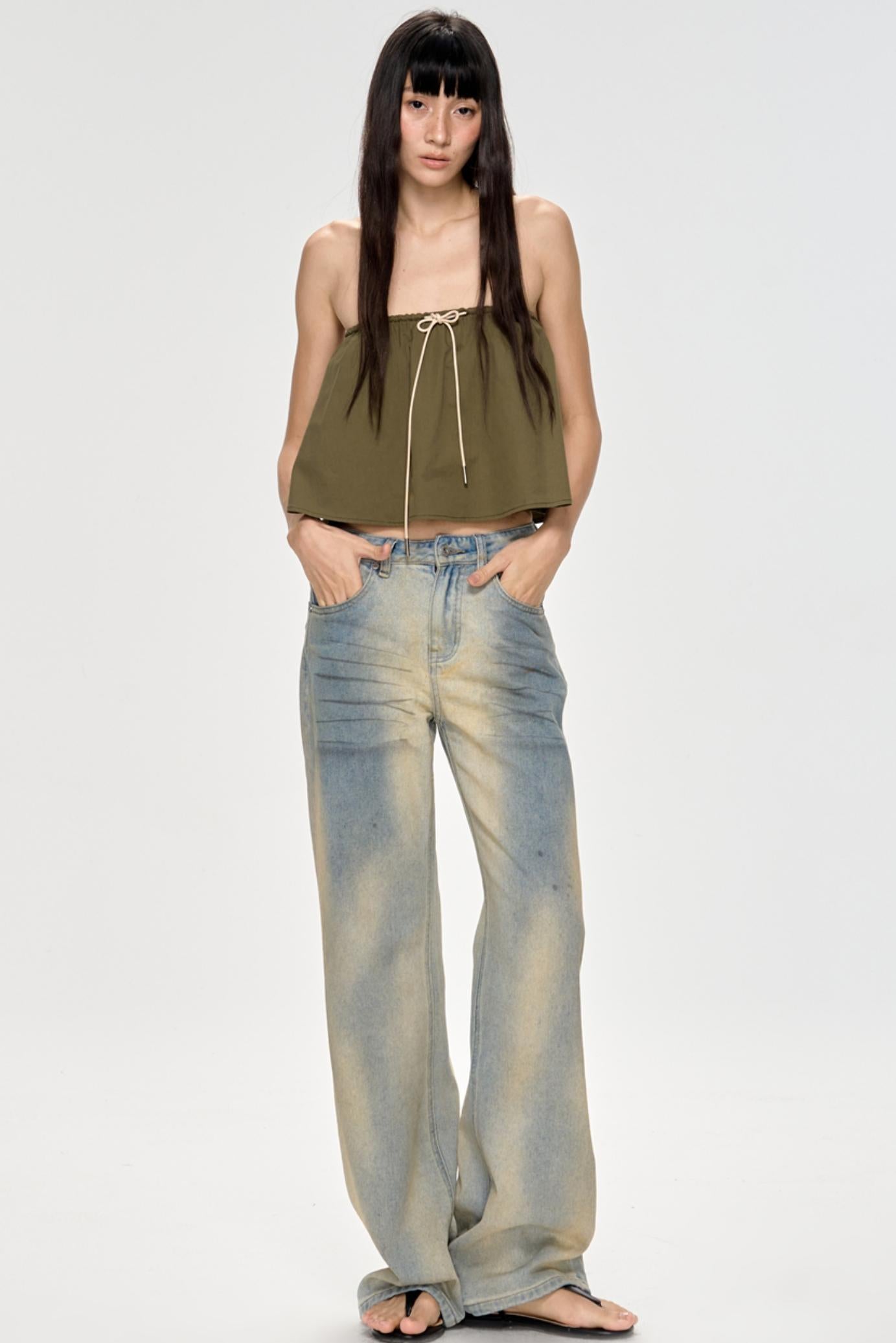 Bright Blue Backless Plunge Top