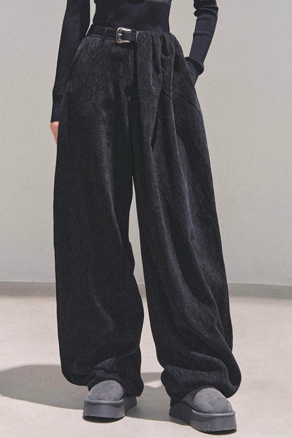 Fleece-Lined Wide-Leg Pants
