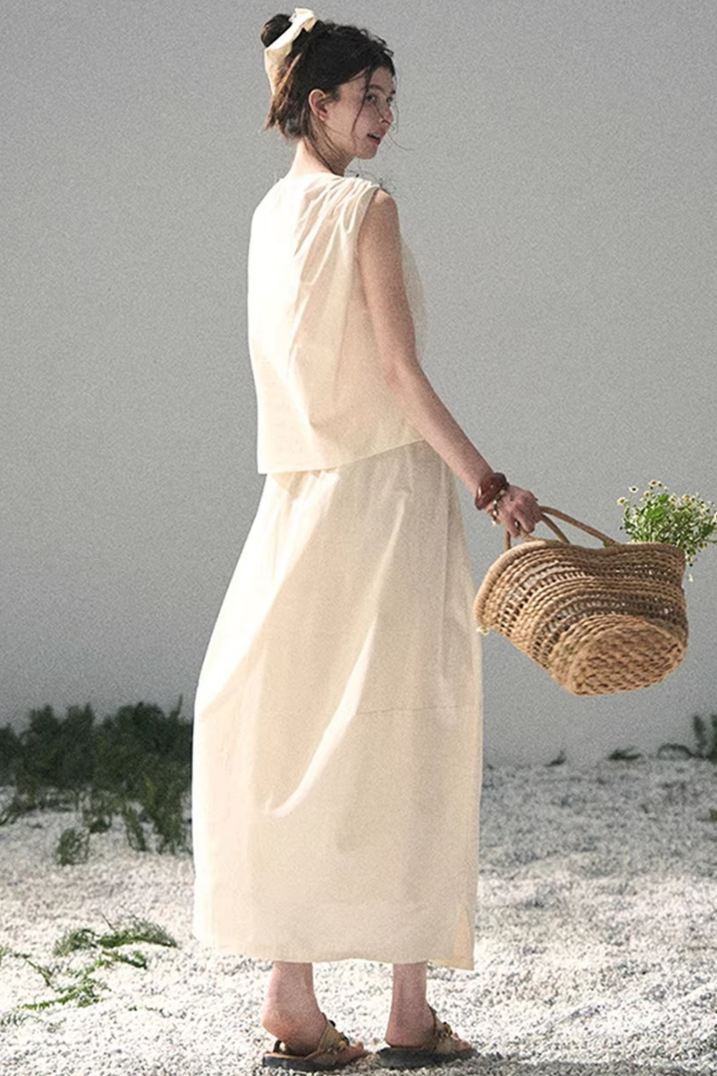 White Pleated Summer Set-Up