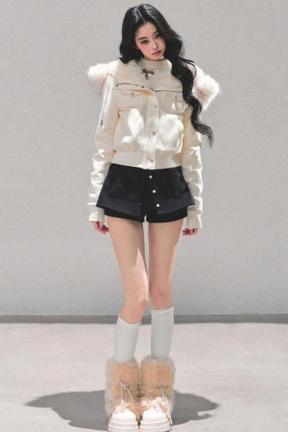 Winter Plush Hooded Coat