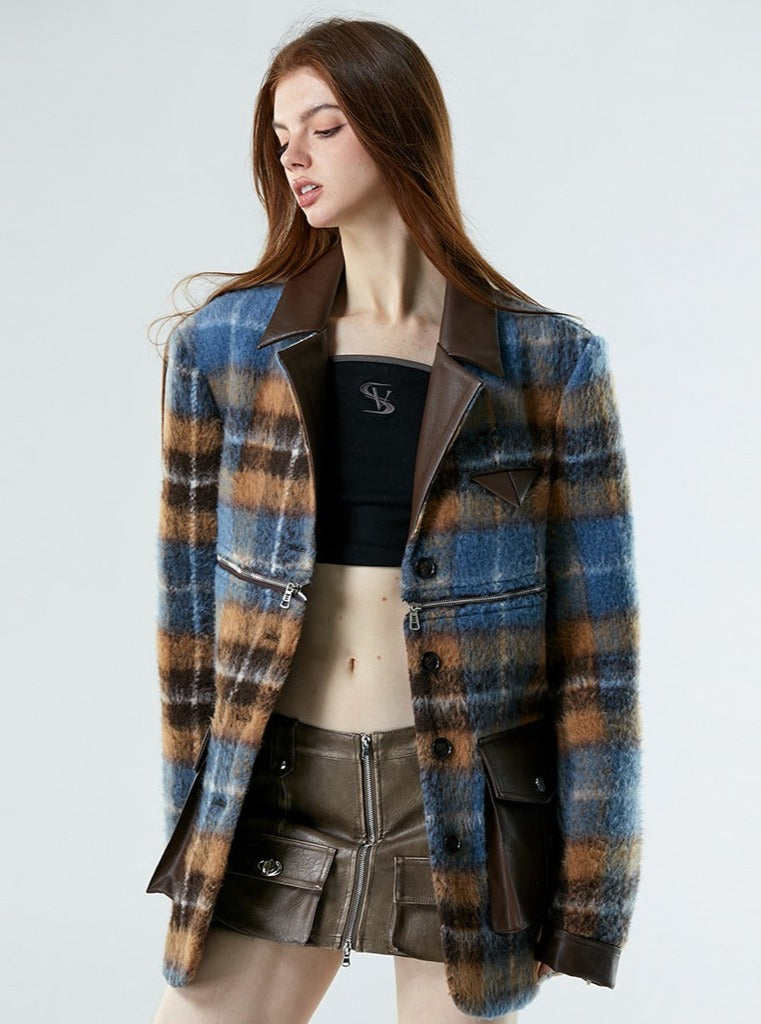 2 Stil -Tweed Plaidjacke