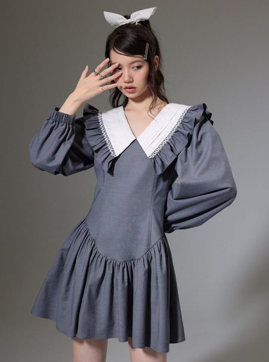 gray doll collar dress