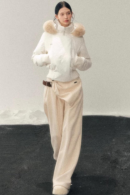 Fleece-Lined Wide-Leg Pants