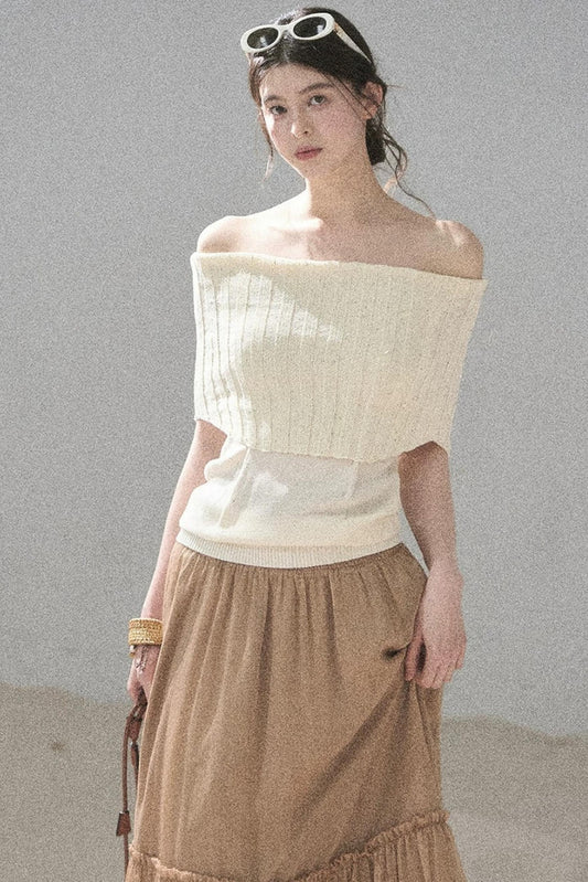 Youthful Off-Shoulder Knit Top