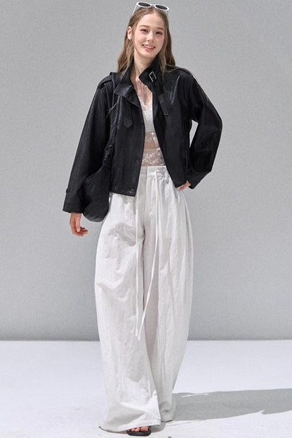 Black Leather Short Jacket