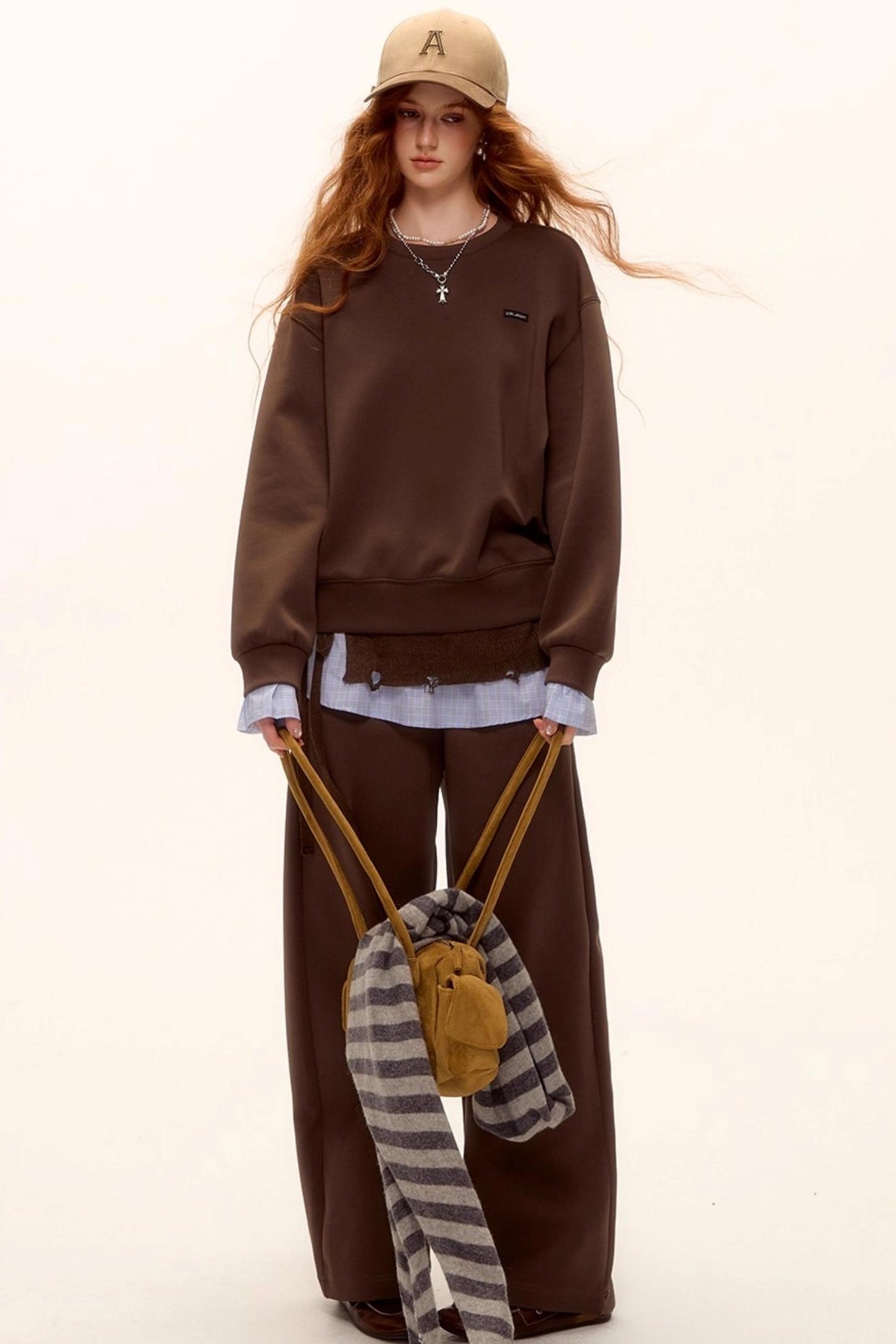 Plaid Patchwork Knit Sweater Set-Up