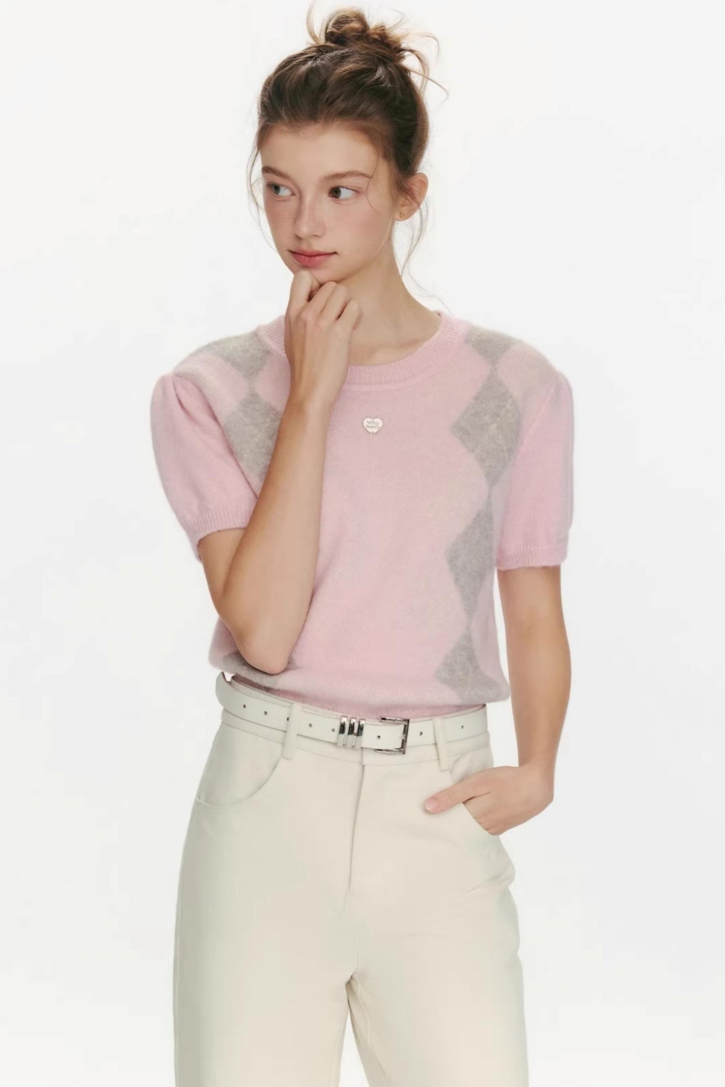 Gestepptes Strickoberteil mit Twilight-Blumenmuster