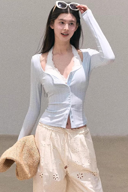 Lace-Trimmed Halter Camisole