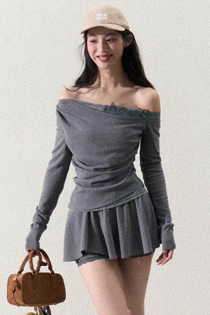 Elegant One-Shoulder Tops Set-Up