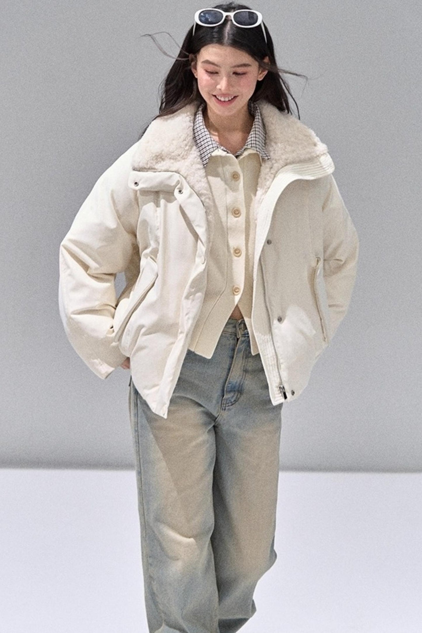 Fake Two Polo Lapel Sweater Skirt Set-Up