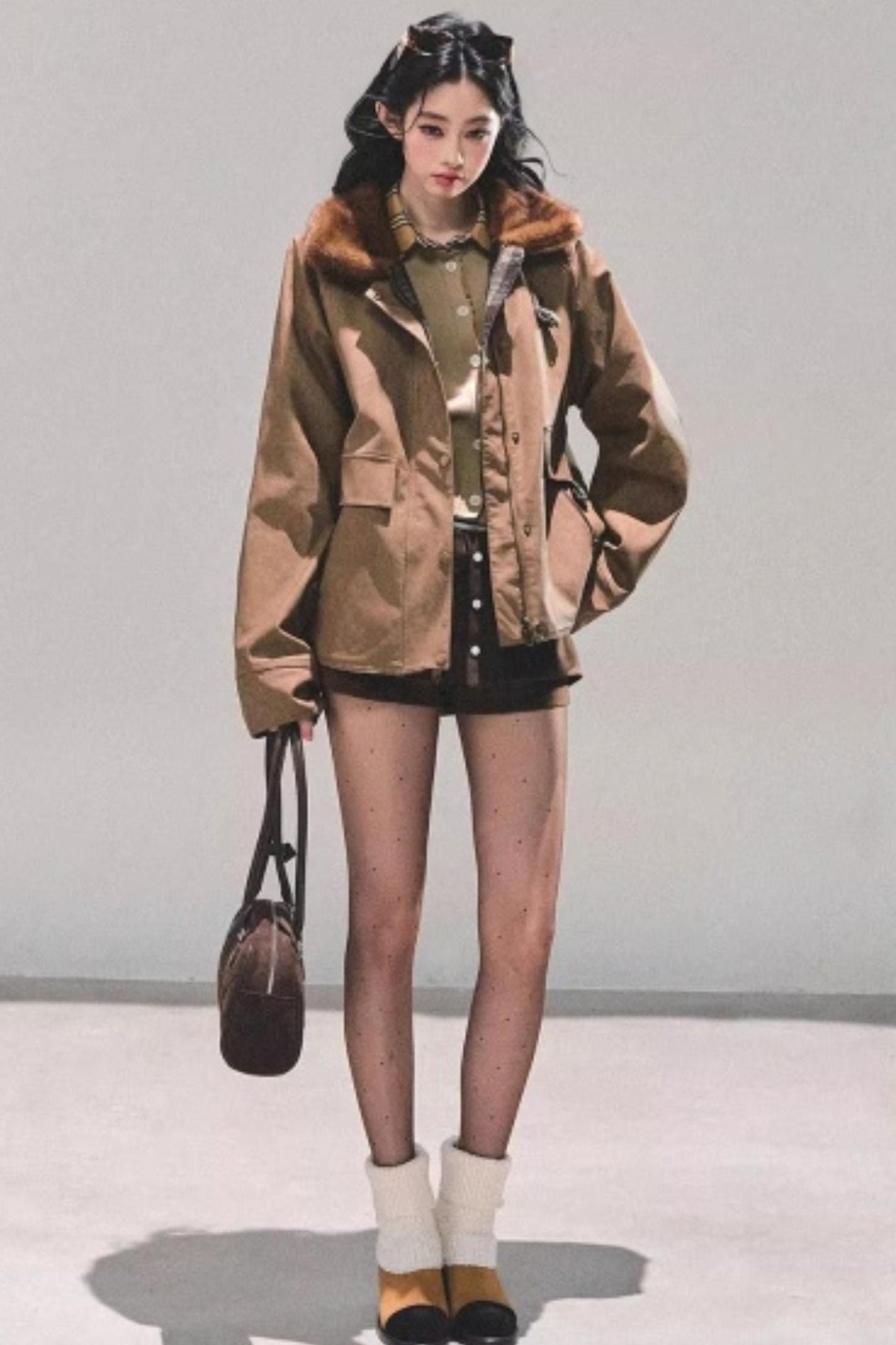 Fake Two Korean Long-Sleeve Knit Top