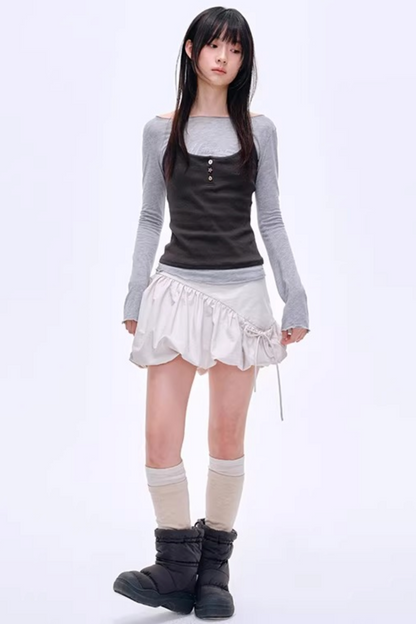 Retro U-Neck Slim-Fit Top