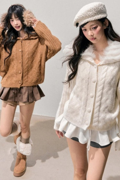 Fox Fur Knit Cardigan