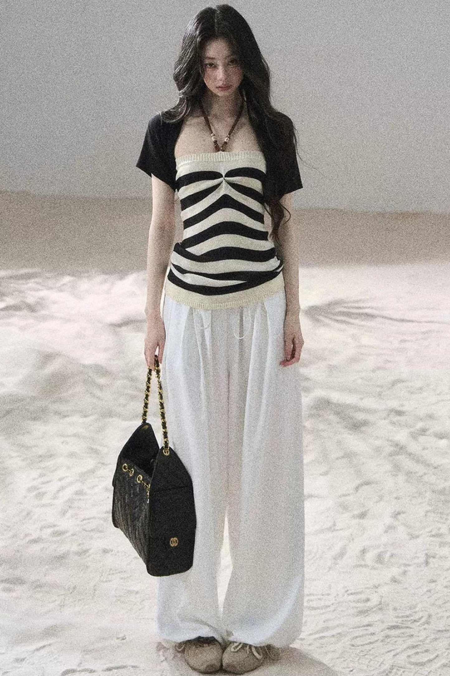Flowing Twilight Striped Top Set