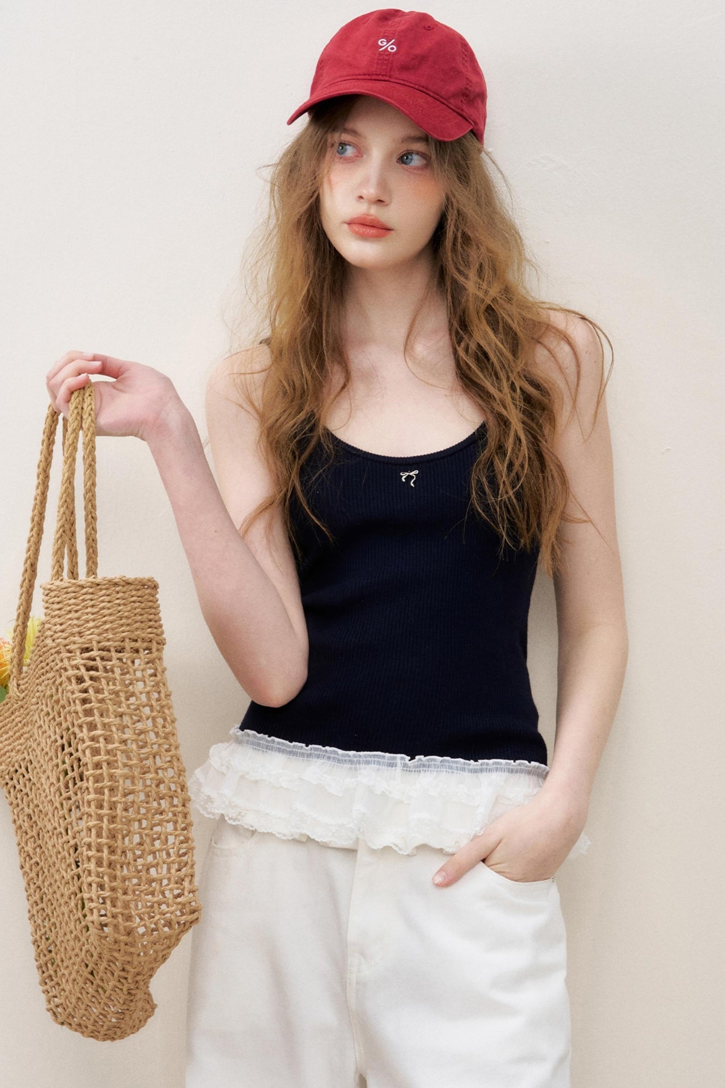 Lace Patchwork Knit Suspenders