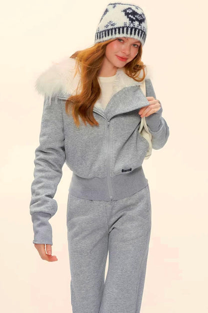 Retro Fleece Hooded Jacket Set-Up