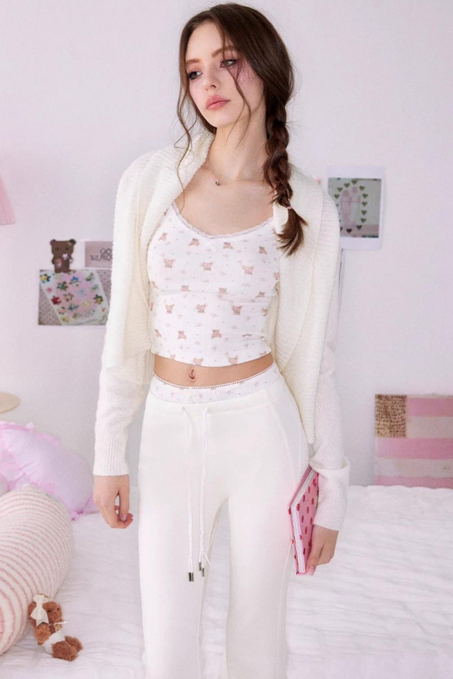 Bear Print Sweater Suspender Set-Up