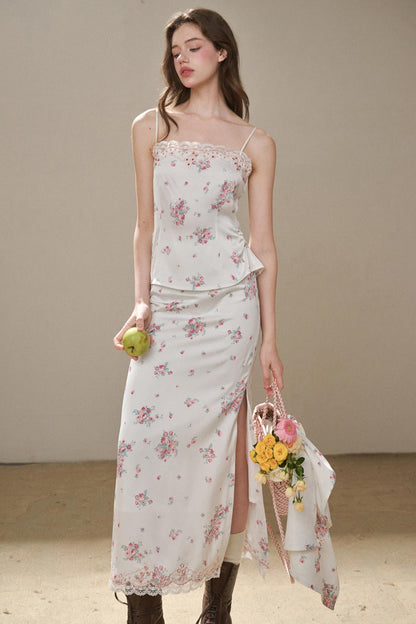 Comfortable Embroidery Top & Skirt Set-Up